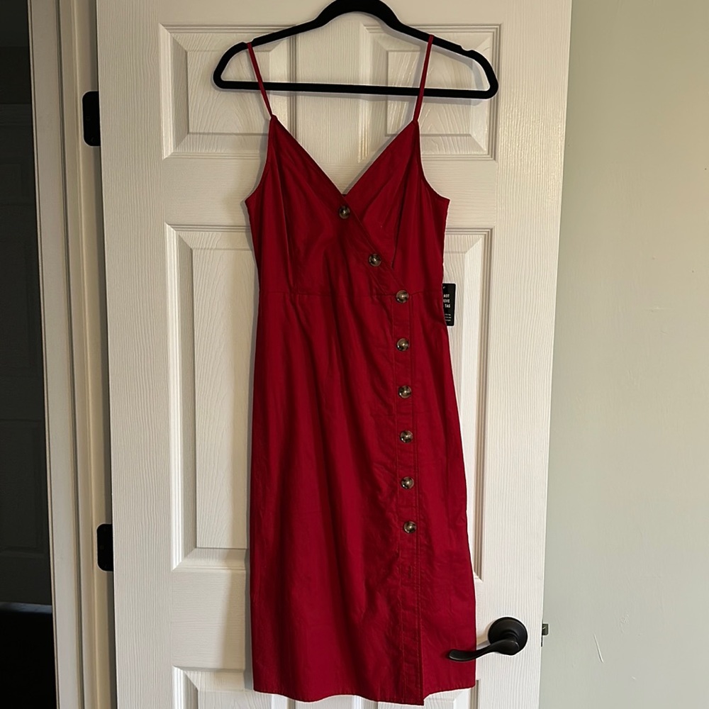 Express Midi Dress with Crossover Buttons and Detail - NWT